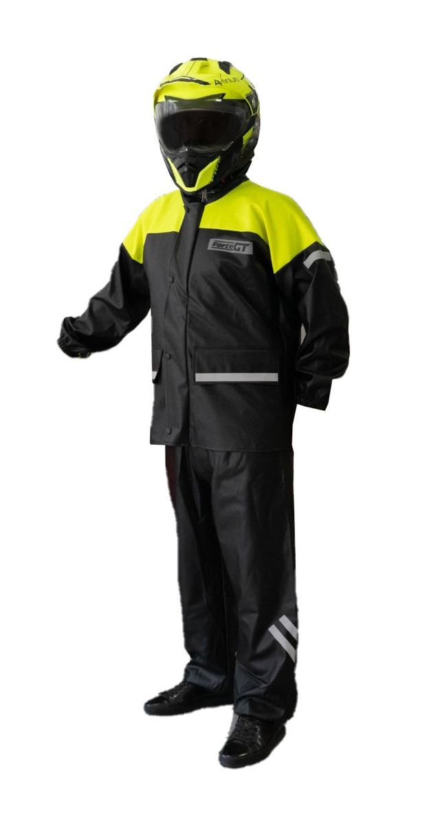 Forte GT 1134 PVC Reflektörlü Yağmurluk Alt-Üst Takım (Siyah-Sarı)