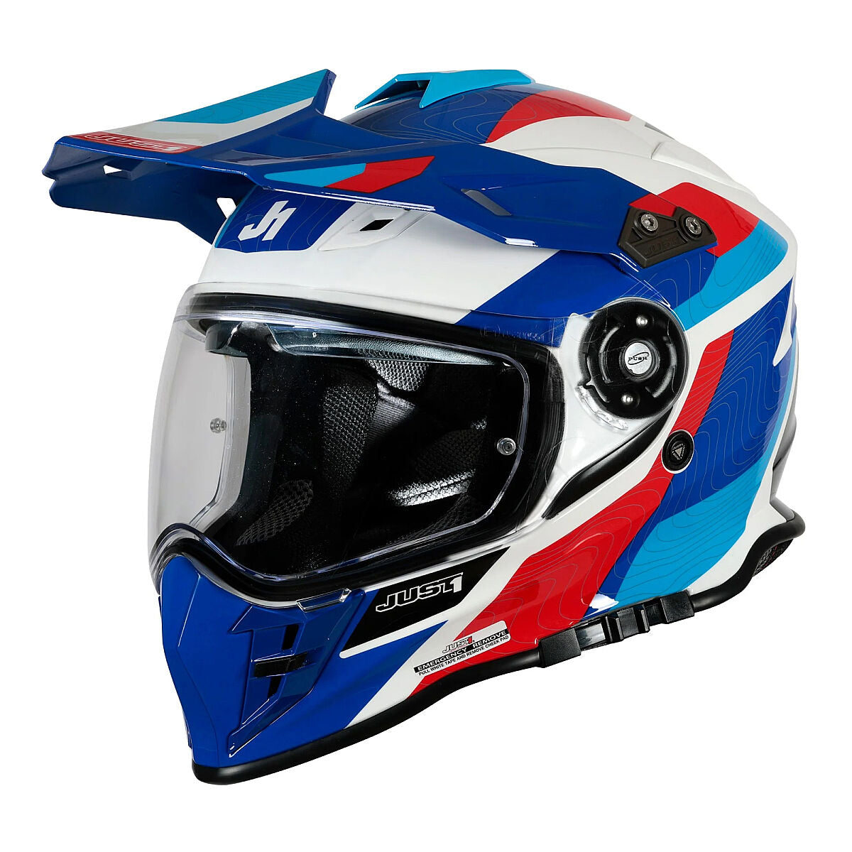 Just1 J34 Pro Globe Kapalı Motosiklet Kaskı Mavi / Beyaz / Kırmızı